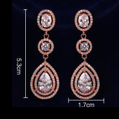 Exaggerated tassel hollow drop zircon earrings rose gold plating bridal wedding accessories earrings