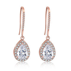 Korean fashion classic water drop earrings feminine style light luxury micro inlaid AAA zircon earrings