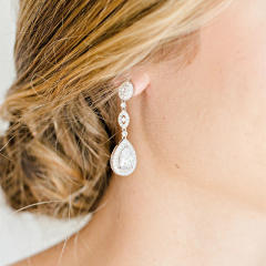 Classic Retro Long Water Drop Zircon Earrings Women's Elegant Bridal Party Dress Wedding Earrings