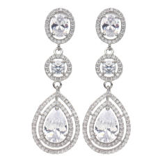 Exaggerated tassel hollow drop zircon earrings rose gold plating bridal wedding accessories earrings