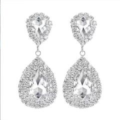 Personality hot bridal jewelry women's elegant full diamond water drop trend earrings