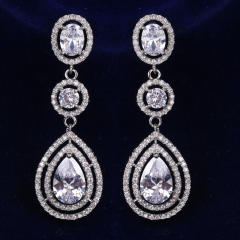 Exaggerated tassel hollow drop zircon earrings rose gold plating bridal wedding accessories earrings