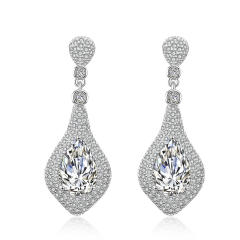 Elegant Light Luxury Heavy Industry Full Set Zircon Earrings Women's Fashion All-match Bridal Wedding Dress Earrings