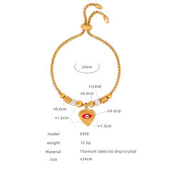 Hot sale diamond evil eye heart star charm stainless steel bracelet collection