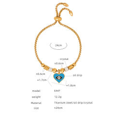 Hot sale diamond evil eye heart star charm stainless steel bracelet collection