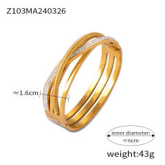 Light Luxury Style Watch Strap Pattern Titanium Steel Gold Plated Creative bangle diamond bangle collection