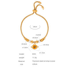 Hot sale diamond evil eye heart star charm stainless steel bracelet collection