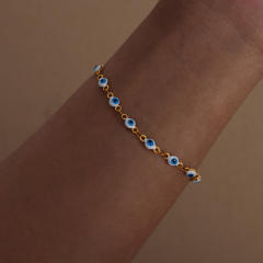 Light luxury dopamine girl colorful enamel evil eye bracelet necklace set for women