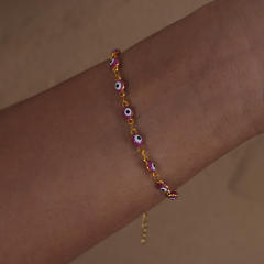 Light luxury dopamine girl colorful enamel evil eye bracelet necklace set for women