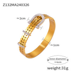 Light Luxury Style Watch Strap Pattern Titanium Steel Gold Plated Creative bangle diamond bangle collection