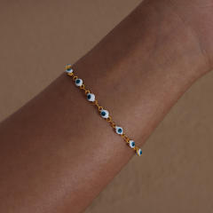 Light luxury dopamine girl colorful enamel evil eye bracelet necklace set for women