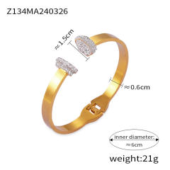 Light Luxury Style Watch Strap Pattern Titanium Steel Gold Plated Creative bangle diamond bangle collection