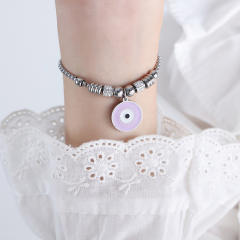 Hot sale diamond evil eye heart star charm stainless steel bracelet collection