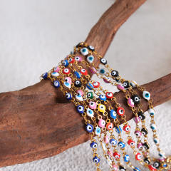 Light luxury dopamine girl colorful enamel evil eye bracelet necklace set for women