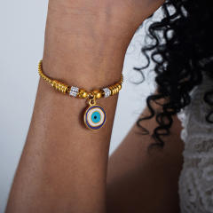 Hot sale diamond evil eye heart star charm stainless steel bracelet collection
