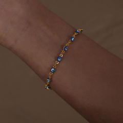 Light luxury dopamine girl colorful enamel evil eye bracelet necklace set for women
