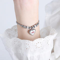 Hot sale diamond evil eye heart star charm stainless steel bracelet collection