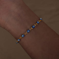 Light luxury dopamine girl colorful enamel evil eye bracelet necklace set for women