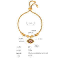 Hot sale diamond evil eye heart star charm stainless steel bracelet collection