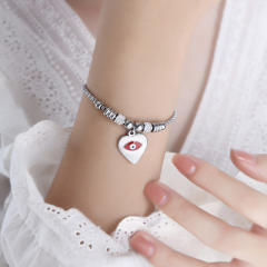 Hot sale diamond evil eye heart star charm stainless steel bracelet collection