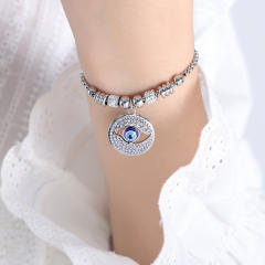 Hot sale diamond evil eye heart star charm stainless steel bracelet collection