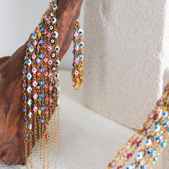Light luxury dopamine girl colorful enamel evil eye bracelet necklace set for women