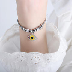 Hot sale diamond evil eye heart star charm stainless steel bracelet collection