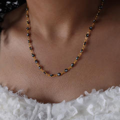 Light luxury dopamine girl colorful enamel evil eye bracelet necklace set for women