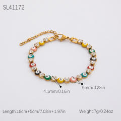 Stainless Steel Zircon evil Eye Bracelet Without Fading 18K Gold Plating High-grade Personality Chain Ornament for Women