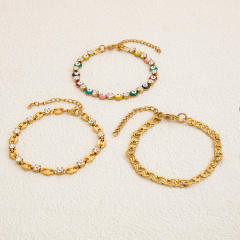 Stainless Steel Zircon evil Eye Bracelet Without Fading 18K Gold Plating High-grade Personality Chain Ornament for Women