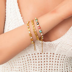 Stainless Steel Zircon evil Eye Bracelet Without Fading 18K Gold Plating High-grade Personality Chain Ornament for Women