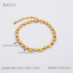 Stainless Steel Zircon evil Eye Bracelet Without Fading 18K Gold Plating High-grade Personality Chain Ornament for Women