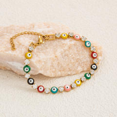 Stainless Steel Zircon evil Eye Bracelet Without Fading 18K Gold Plating High-grade Personality Chain Ornament for Women