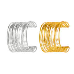 Exaggerated personality wide stainless steel multilayer hollow arm ring open bangle