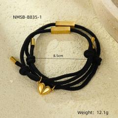 New magnetic love heart titanium steel creative square lettering couple bracelet