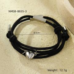 New magnetic love heart titanium steel creative square lettering couple bracelet