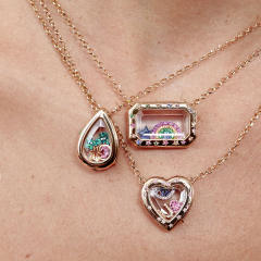 Personality Locket pendant openable diy pendant hollow design 18k gold plated necklace