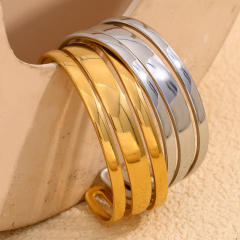 Elegant Simple All-match Explosive Stainless Steel 18K Gold Plated cuff bangle