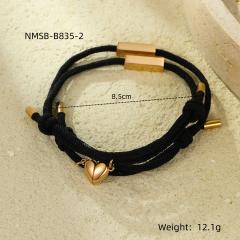 New magnetic love heart titanium steel creative square lettering couple bracelet