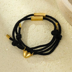 New magnetic love heart titanium steel creative square lettering couple bracelet