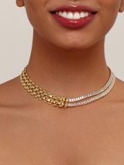 Luxury Diamond Chain Stitching Geometric Collarbone Neck Chain stainless steel necklace choker for women