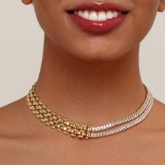 Luxury Diamond Chain Stitching Geometric Collarbone Neck Chain stainless steel necklace choker for women