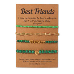 BEST friends Bracelet Stainless Steel Chain Stone Beaded Card Set for Men and Women