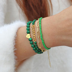 BEST friends Bracelet Stainless Steel Chain Stone Beaded Card Set for Men and Women