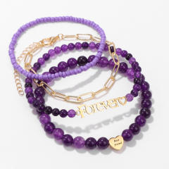 BEST friends Bracelet Stainless Steel Chain Stone Beaded Card Set for Men and Women