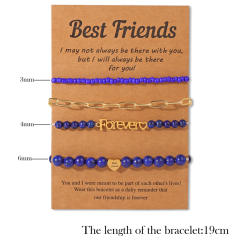 BEST friends Bracelet Stainless Steel Chain Stone Beaded Card Set for Men and Women
