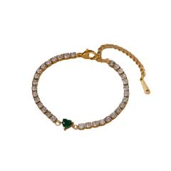 Luxury colorful cubic zircon heart tennis chain bracelet stainless steel bracelet