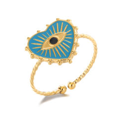 Boho turquoise stone bead statement stainless steel rings collection