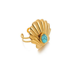 Boho turquoise stone bead statement stainless steel rings collection
