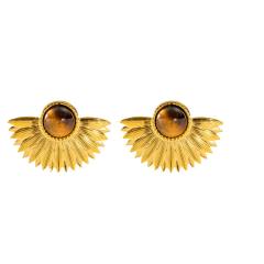 Vintage tiger eye stone statement stainless steel fun shape studs earrings collection